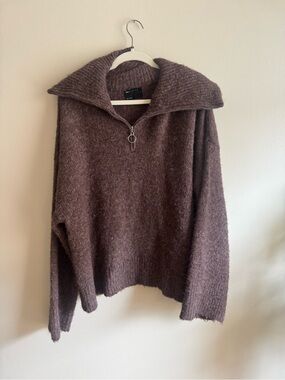 ASOS Women's Chocolate Brown Zip-Front Sweater
